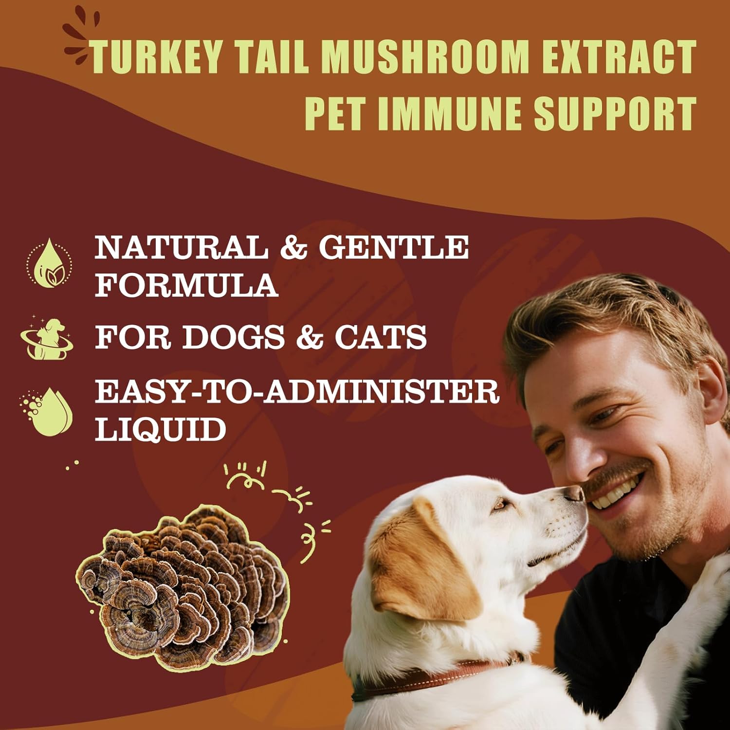 Turkey Tail Mushroom, for Dogs & Cats Relieves Lipoma, Lumps, Bumps & Warts, Boost Immunity, Ganoderma Lucidum & Chaga Mushroom: Young Weak & Senior Pets & Low-Vitality & Post-Surgery Pets