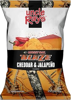 Uncle Ray’s Cheddar & Jalapeño Blaze Potato Chips, 1.5 oz Bags (Pack of 12) | Spicy Cheddar Jalapeño Chips | Individual Snack Size Bags | Crunchy Potato Chips | Bundled by SUPERDEALS with Mystery Gift