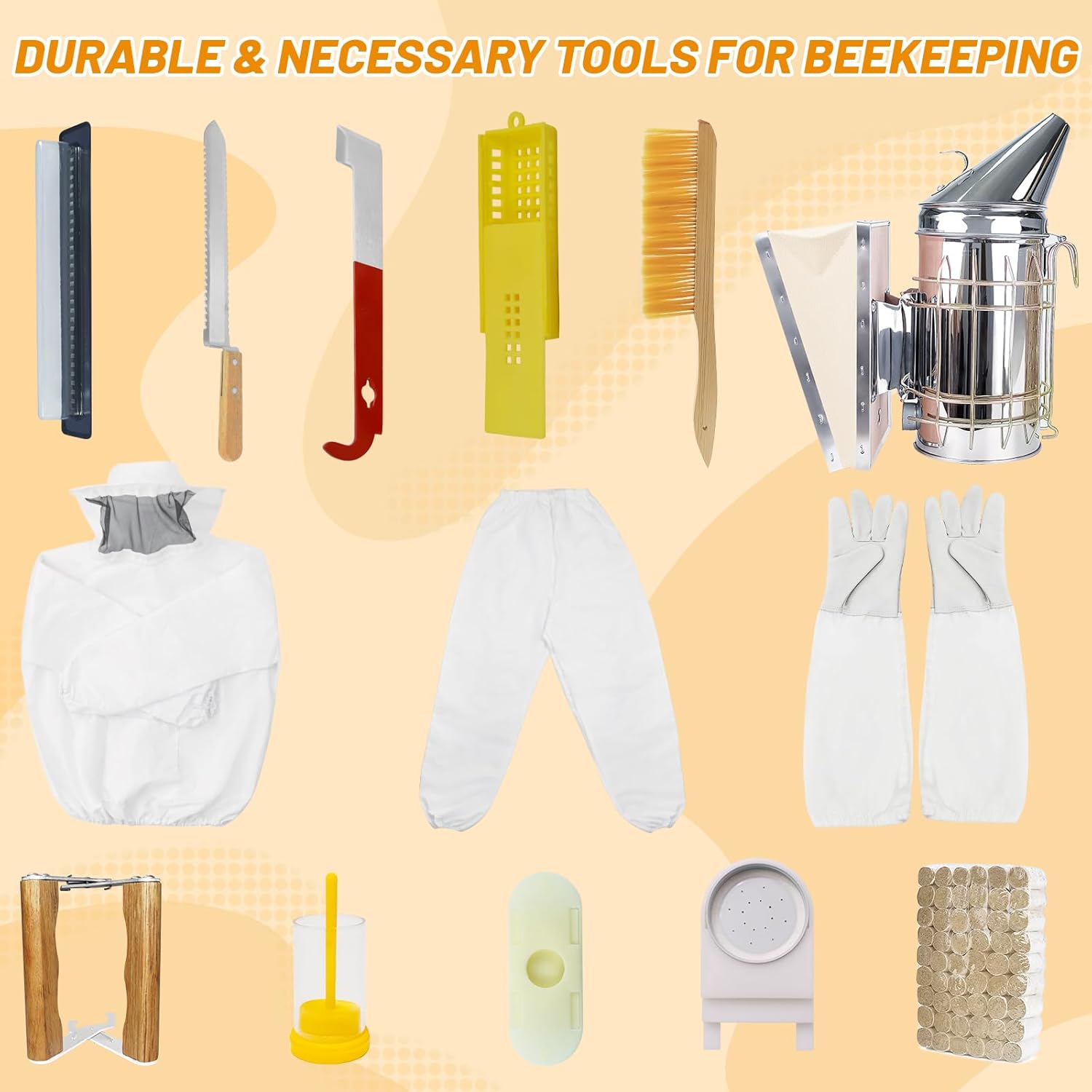 10-Frame Bee Hives and Supplies Starter Kit, Beehive Kit Dipped in 100% Beeswax, Bee Keeping Supplies-All Beginners Kit Includes Beekeeping Supplies Tool Set and Bee Suit