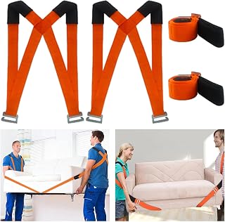 Lift and Move Furniture, Appliances, Supports pcs up to 800 lb. Moving Strap Set, 2 Harnesses and 2 Classic Length Straps, Orange
