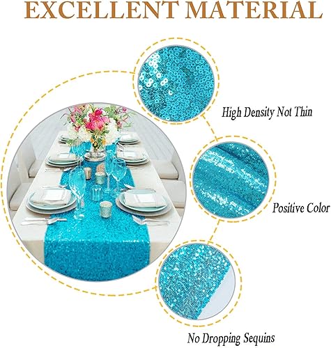 Miniatura 10 de Camino de mesa con lentejuelas rojas de 14.0 x 109.5in, camino de mesa con purpurina para fiestas, cubierta de mesa roja, camino de mesa brillante