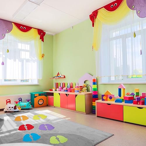 Miniatura 5 de Outus 48 puntos para pies de alfombra, alinean puntos para pies sentados para el suelo del aula, marcadores de alfombra para suministros de