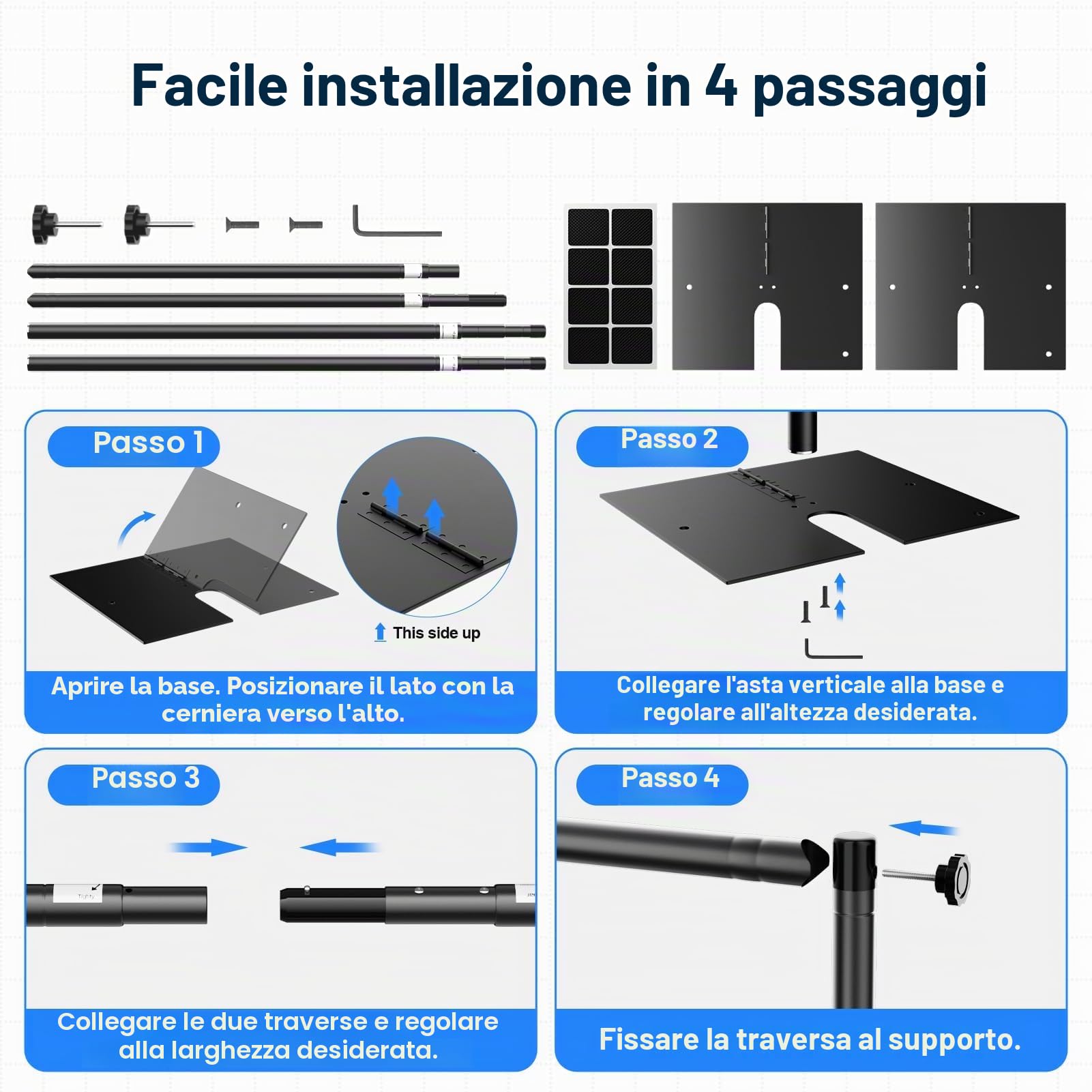EMART Kit di Supporto per Sfondo 3 x 3 m, Cornice Resistente con Base in Acciaio Metallico per Feste, Studio Fotografico e Video per Matrimoni