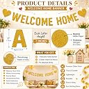 SVM CRAFT® Gold Glitter Welcome Home Cake Topper and banner - Home Party Decoration - Welcome Sign - New Home/New Baby/Retiring from The Army/Return from Maternity Party Decoration gallery image