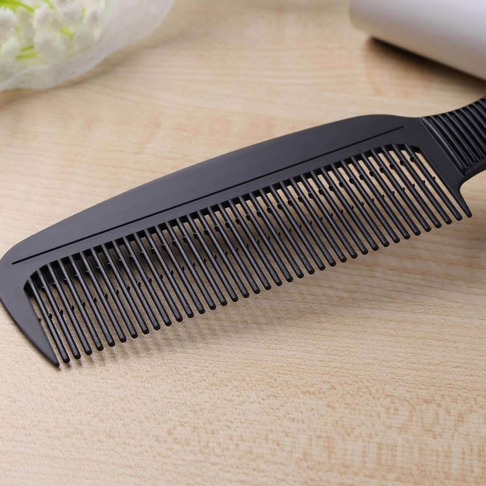 DieffematicSZ Peine Peluquería de Fibra de Carbono peinador de Pelo de barbero peluquería para peluquería peluquería (Color : Black)