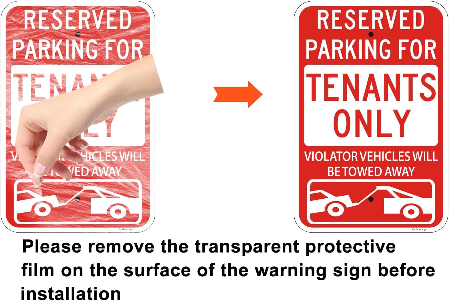 2-Pack Large Reserved Parking Sign for Tenants Only, 18 x 12 inches, Reflective Aluminum Metal, Fading Resistant