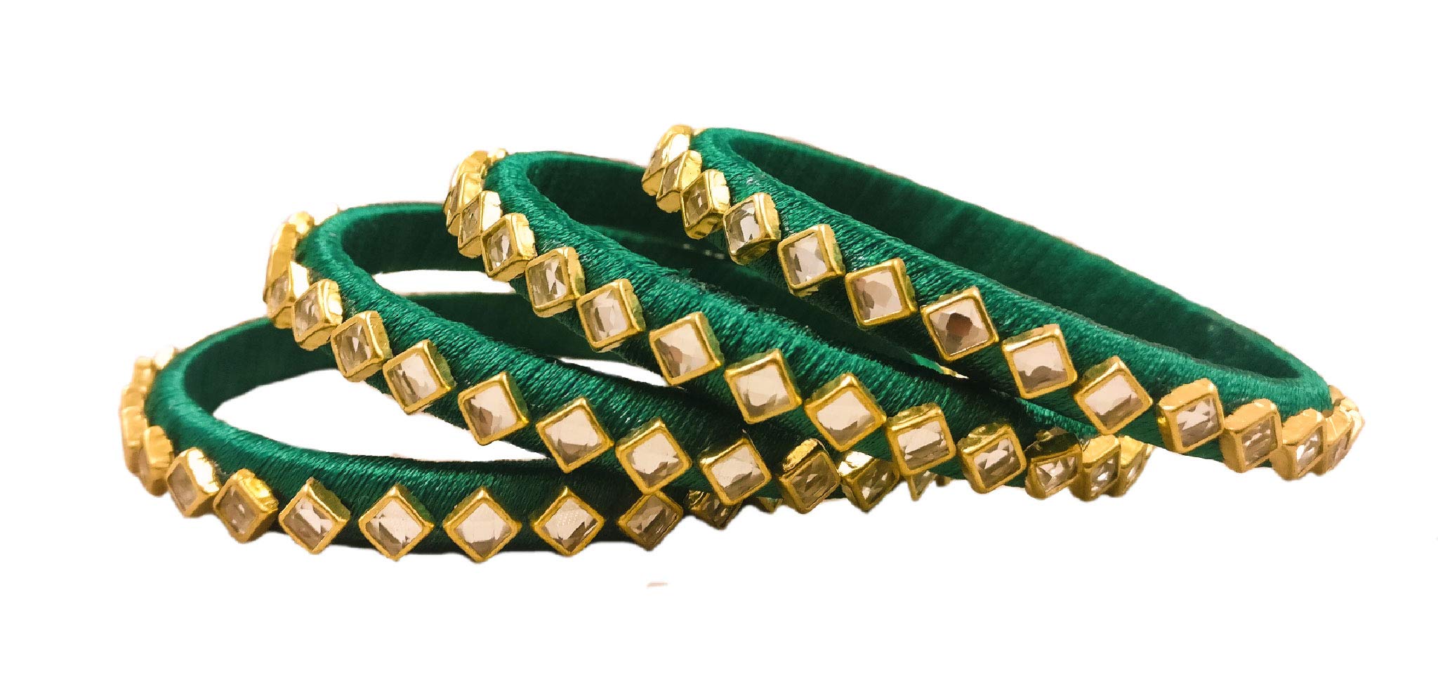 Yaalz Silk Thread Designer Stylish Fancy Festival Wear Kundan Stone Bangle Set For Women Girls (B08VNC8ST8) Amazon Price History, Amazon Price Tracker