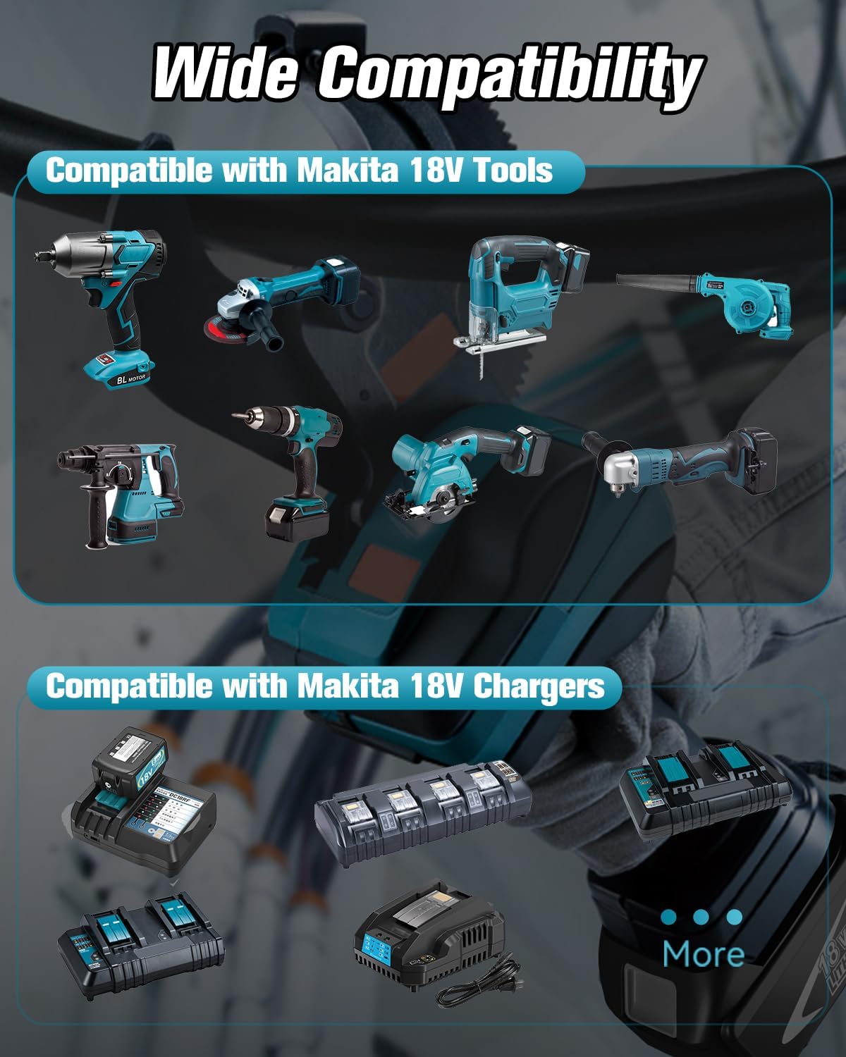 56V Lithium-Ion 10.0Ah Battery Replacement for EGO 56V Battery BA5600, 2-Pack (6.0Ah-2Pack&Charger) - Image 5