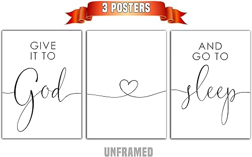 Miniatura 2 de Give it to God and Go to Sleep Set of 3 11 x 14 Inch print Minimalist Art Typography Art Bedroom Wall Art Romantic Gift Home Wall Art Poster