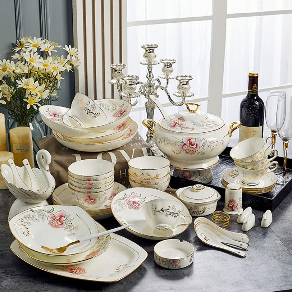 YLee High-grade ceramic tableware set - 51 sets of flowers and rich bone china set/China Jingdezhen/dinnerware sets anniversary