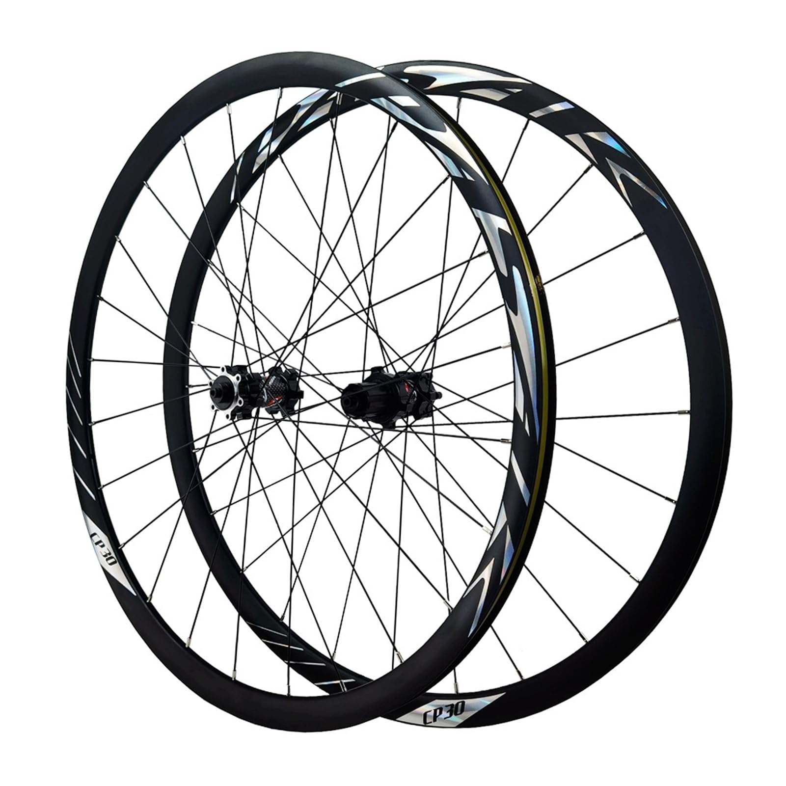 Ruedas de Bicicleta de Carretera 700C Juego Ruedas Ciclismo Carreras Buje Delantero Trasero 7075 Aluminio Freno de Disco de Seis Pines Rueda de Bicicleta de Altura de Llanta De 30 MM 24 Orificios for