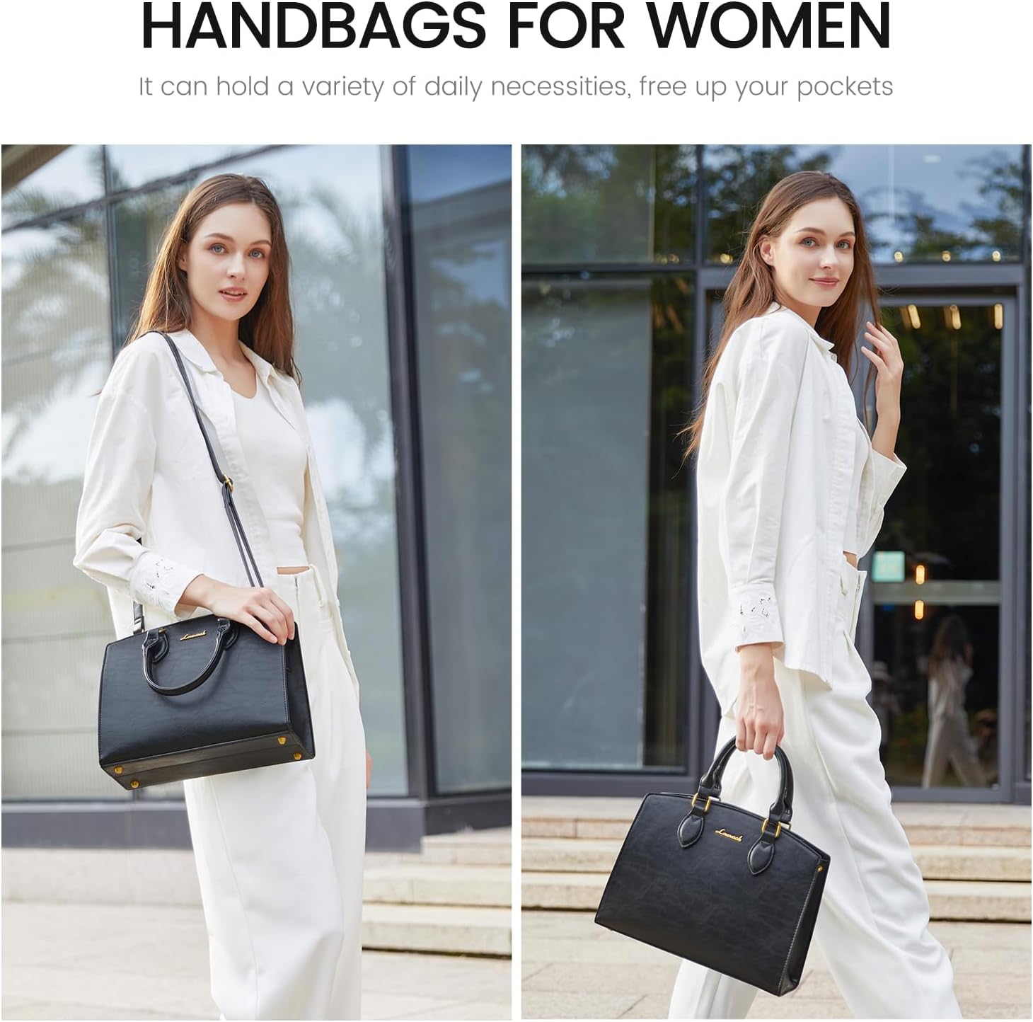 LOVEVOOK Purses and Handbags for Women, Vintage Tote Shoulder Bag Trendy, PU Leather Satchel Bag, Medium Ladies Hand Bag - Image 2