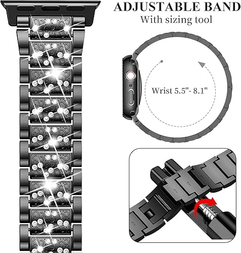 Miniatura 6 de Supoix - Correa de metal para Apple Watch + funda, incluye 2 protectores de pantalla para iWatch Series