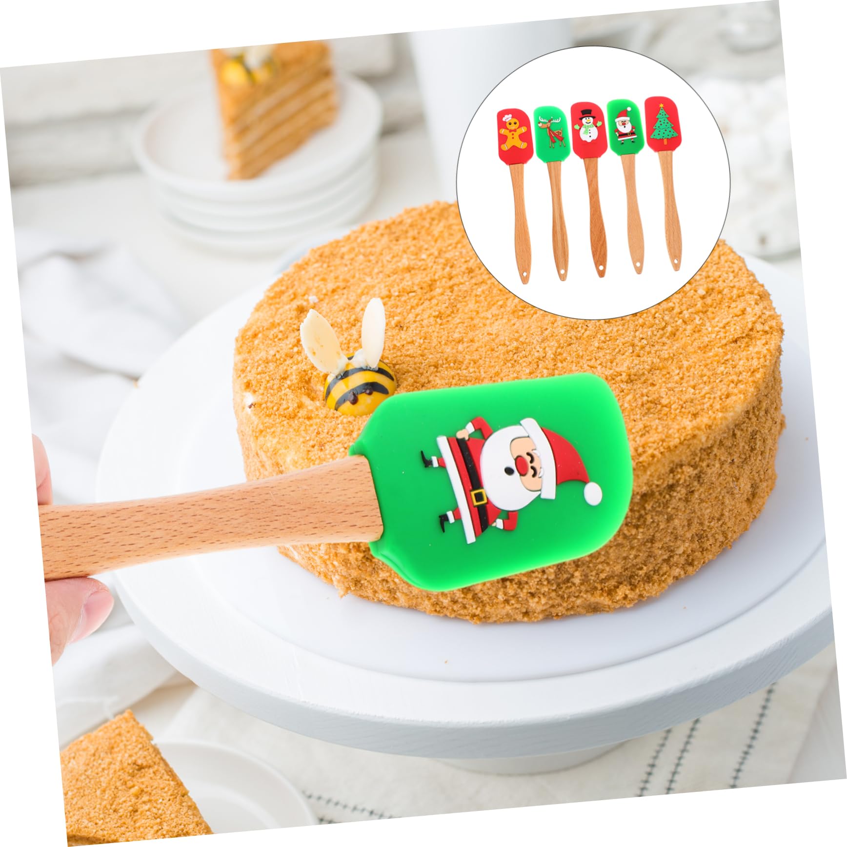 Espátulas De Silicona Para Hornear 5 Piezas, Herramienta Profesional Reutilizable Para Crema, Mango Ergonómico, Color Mixto, Utensilios Navideños Para Repostería y Uso Doméstico
