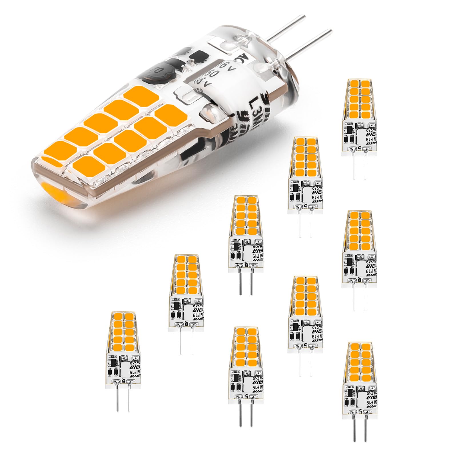 I-SHUNFA G4 LED Bulbs,2W AC/DC 12V,Warm White 3000K 250LM,10 Pack