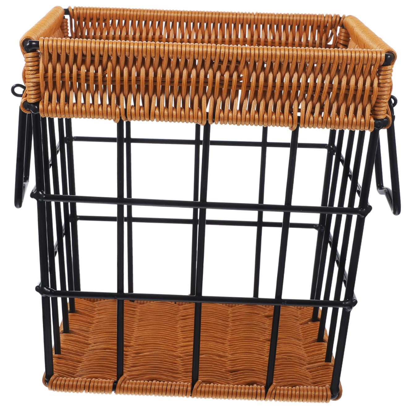 Ciieeo Panier Pain Tressé la Main en Pp et Fer Noir, Panier de Rangement Rustique et Moderne, Résistant la Rouille Décoration Intérieure Maison