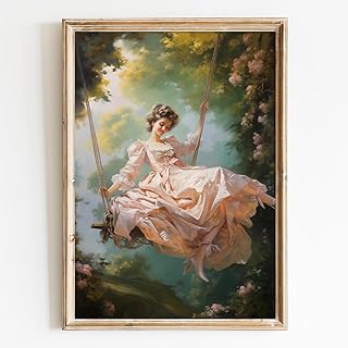 Classical Women Canvas Wall Art Vintage The Swing Poster Vintage Victorian Prints French Woman Painting Moody Antique Pictures Classical Women Artworks French Antique Art Prints Decor 16x24in No Frame