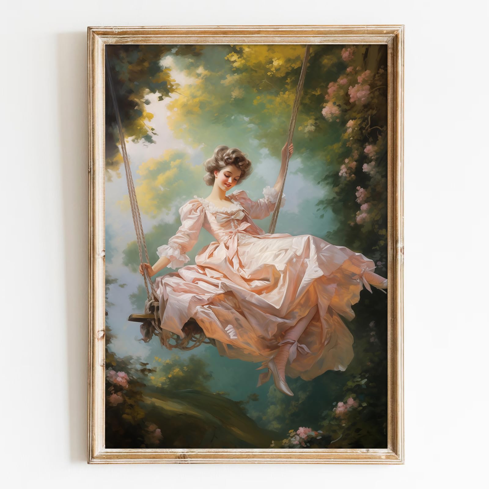 Classical Women Canvas Wall Art Vintage The Swing Poster Vintage Victorian Prints French Woman Painting Moody Antique Pictures Classical Women