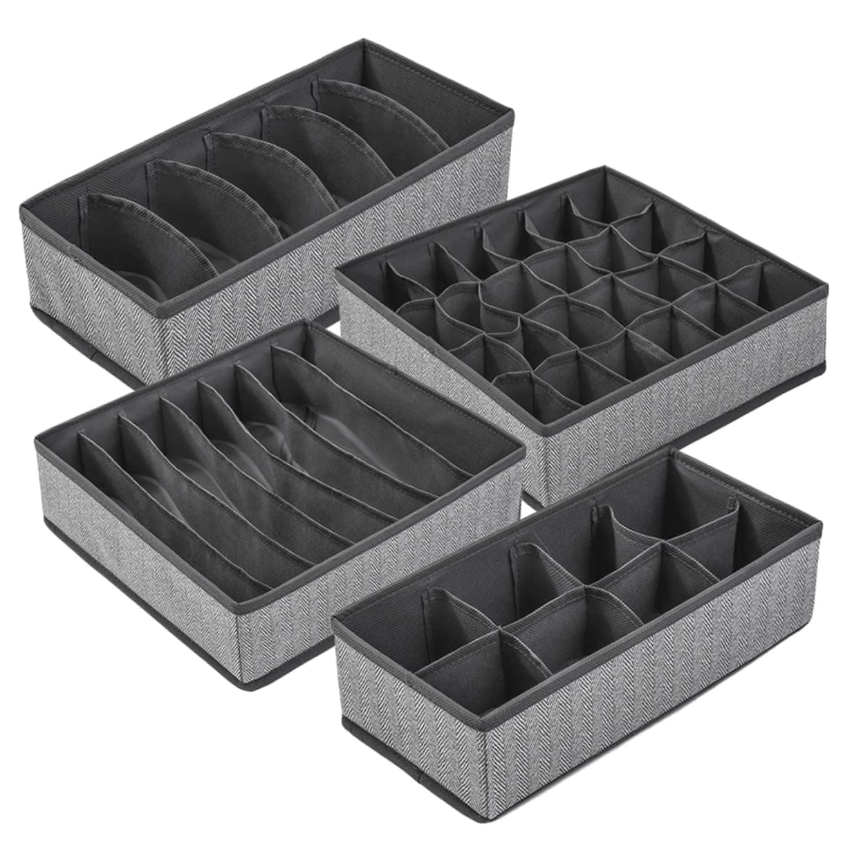 ULTECHNOVO 4piezas Caja Organizadora Plegable De Tela No Tejida y Oxford Para Ropa Interior Sujetadores y Calcetines Con Compartimentos De Diferentes Organizador Funcional Para Cajones