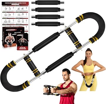 Twister Arm Trainer, 30-120 lbs Adjustable Chest Workout Equipment | 4 Spring & Poster for Men & Women, Detachable Power Twister Home Fitness Equipment for Enhancing Upper Body Muscle
