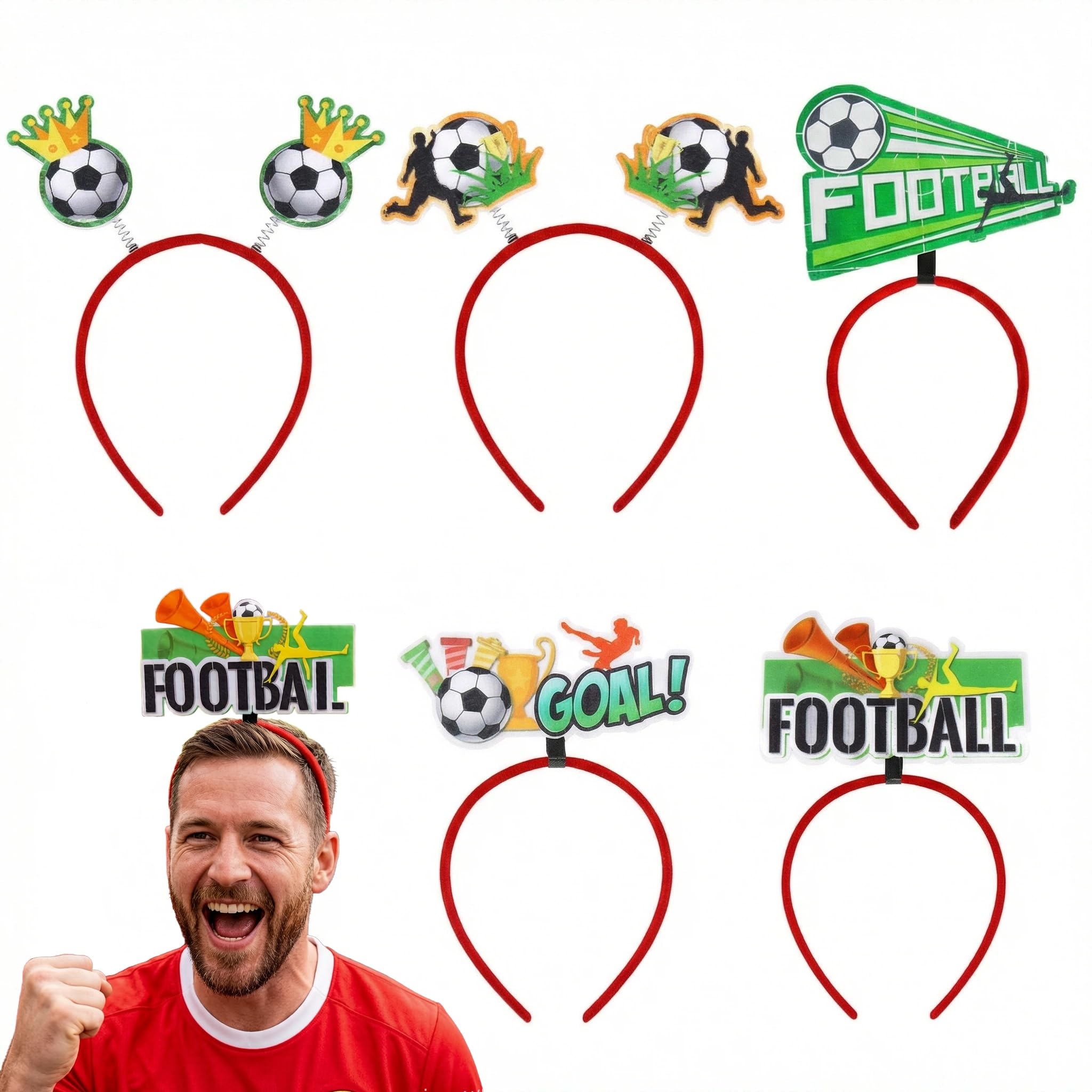 BRTNUP 5Pcs World Cups Headbands for Supporters,Football Fan Hairbands, Football Party Headbands Decoration Footballs Game Photo Prop Headwear,Show Your Team Spirit at Watching Parties & Matches (B)