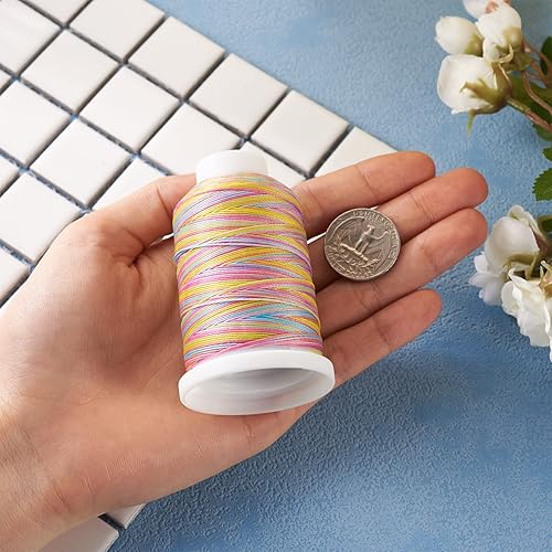 Miniatura 7 de Pandahall - Rollo de cuerda de poliéster encerado de 251.5 yardas, 6 capas, 0.020 in, color degradado, con revestimiento de cera, cuerda de hilo