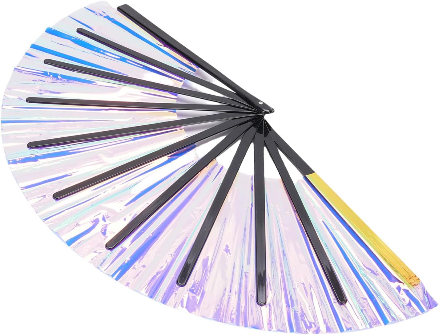 VINGVO Folding Hand Fans, Holographic Folding Hand Fan, Line Dance Chinese Kung Fu Tai Chi, Chinese Style Handheld Clacking for Line Dancing Carnival Festival