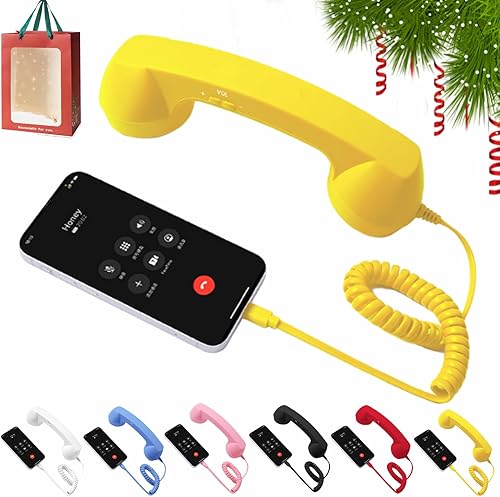 Miniatura 7 de Auricular retro para teléfono, receptor de teléfono Bluetooth retro para teléfono celular, tipo C, estilo retro con cable, para videoconferencias