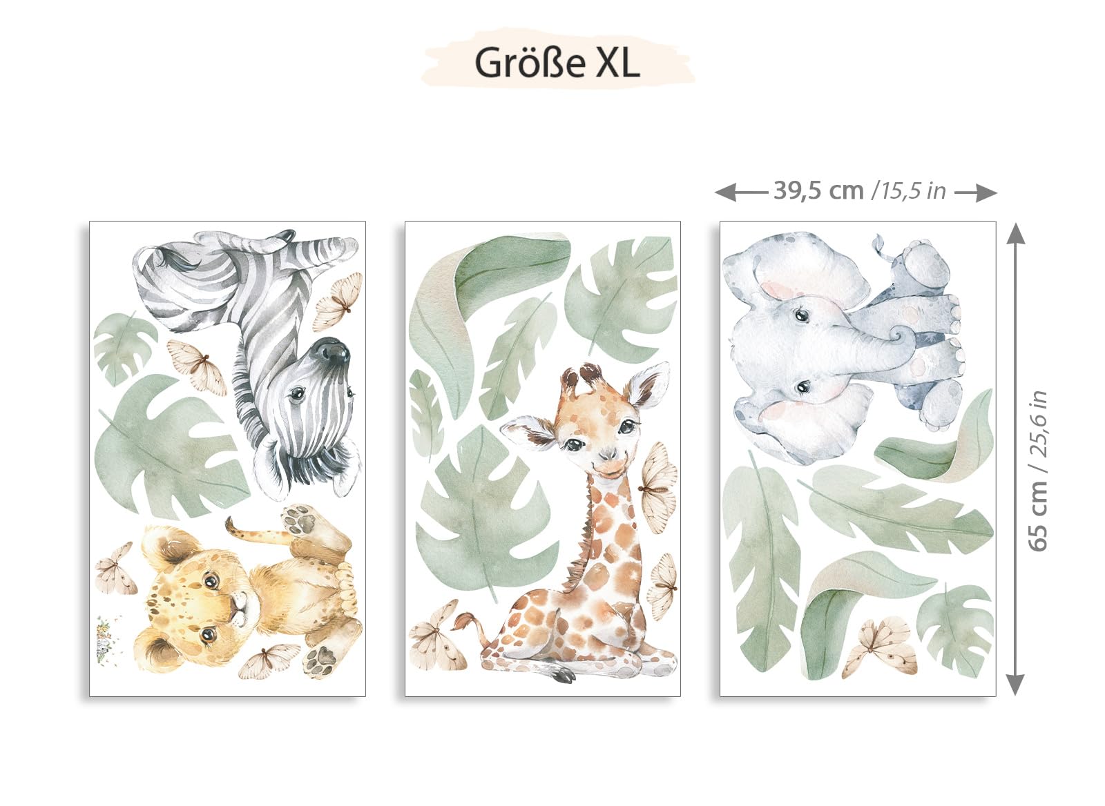 Grandora Zestaw naklejek na ścianę XXL, Safari, zwierzęta, tatuaż ścienny, do pokoju dziecięcego, DL810-4