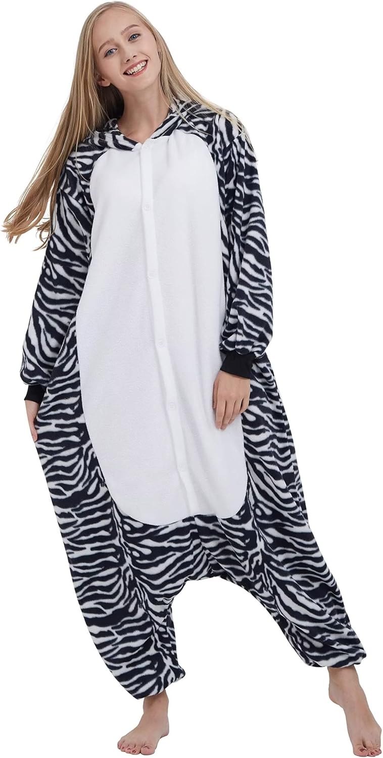 DarkCom Kids Animal Onesie,Women and Mens Cosplay Zebra Onesie Halloween Costume Christmas Pajamas Sleepwear - Image 6