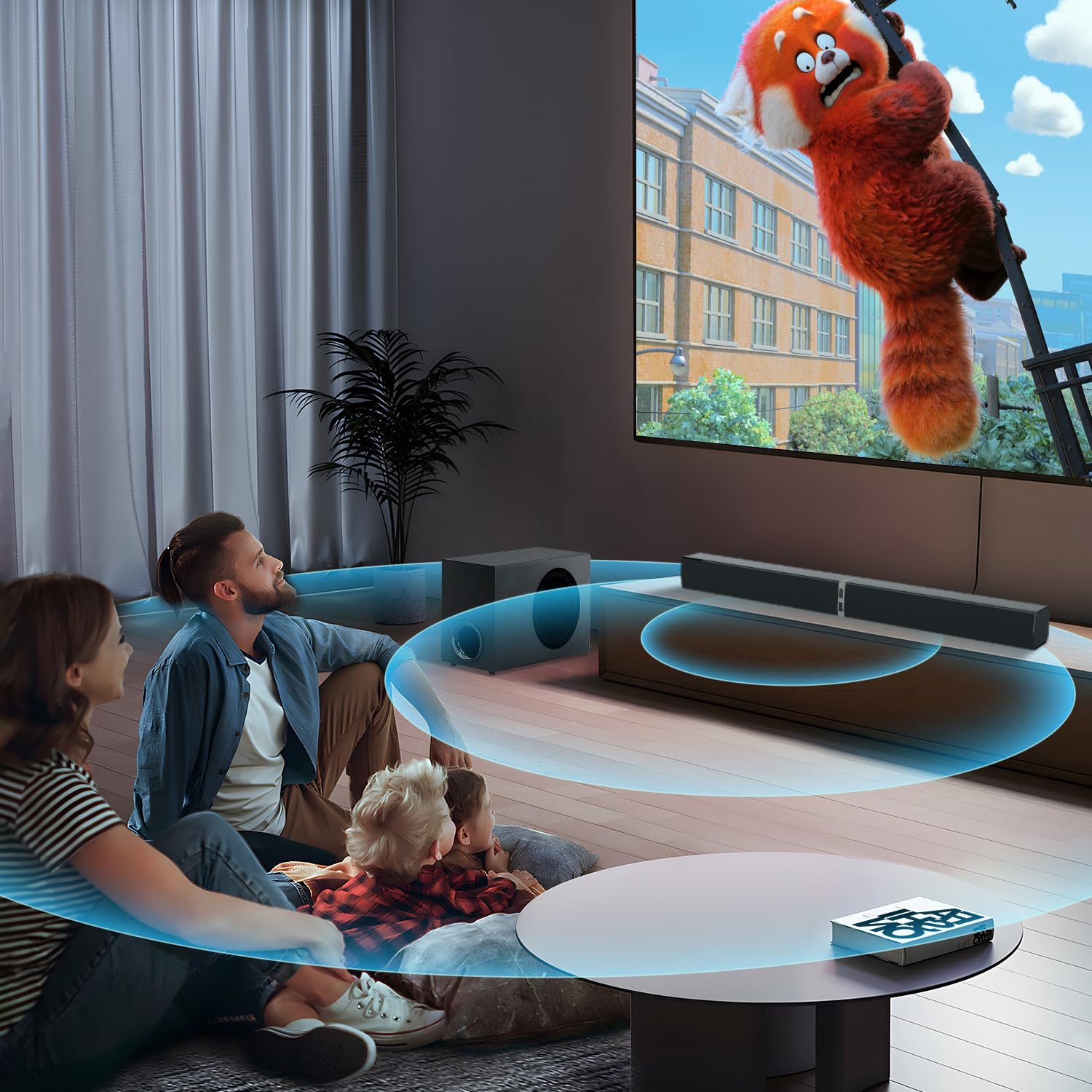 120-W-Soundbar mit Subwoofer für Smart-TV Bluetooth 5.0 Heimkino, Deep Bass-Audiosystem mit BT/ARC/optischem/AUX-Anschluss für TV und PC