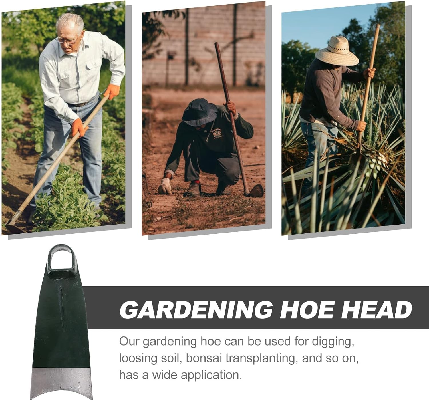 VALICLUD Gardening Hoe Head Stainless Steel Digging Soil Hoe for Outdoor Garden Planting Replacement Tool for Weeding and Soil Loosening