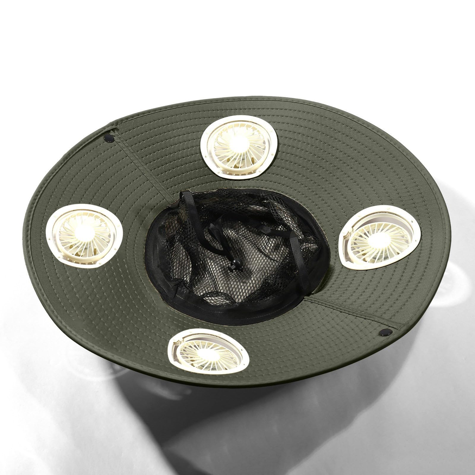 Générique Chapeau De Soleil D'extérieur À Large Bord - avec 4 Ventilateurs Solaires - Homme Femme - Été Chapeau Anti UV Rafraichissant - Rechargeable par USB - Pêche Plage Randonnée Safari