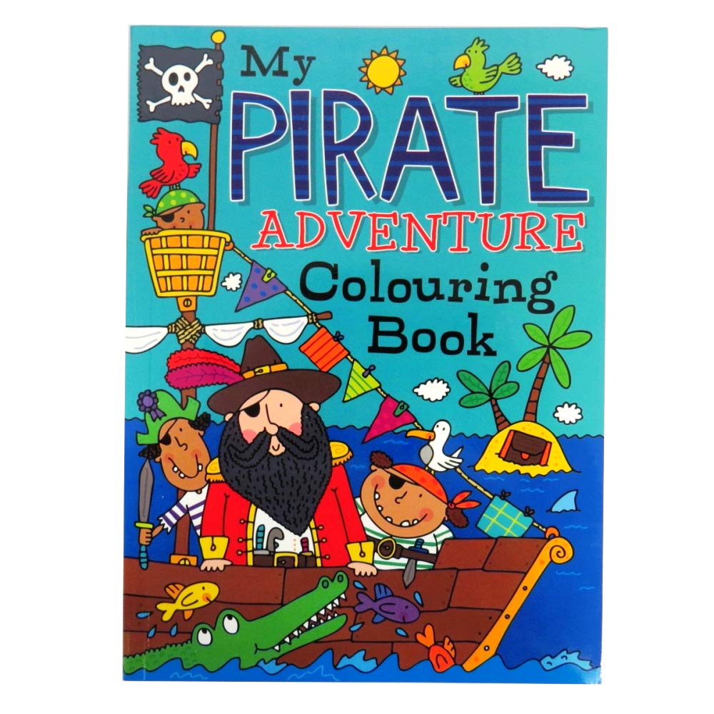 PIRATES COLOURING BOOK FOR CHILDREN BOYS/GIRLS NEW PB WHITE PAPER 72 PICTURES
