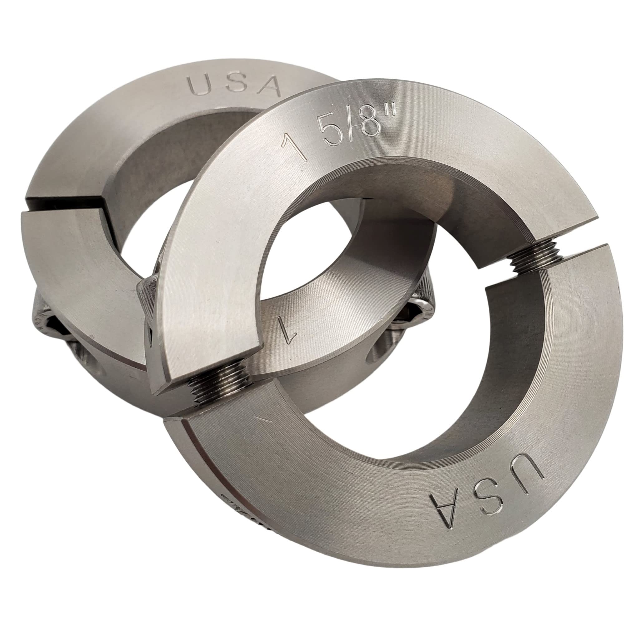 Diámetro del orificio de 1.6 pulgadas - Collar del eje de dos piezas de sujeción - Acero inoxidable 303 (paquete de 2)
