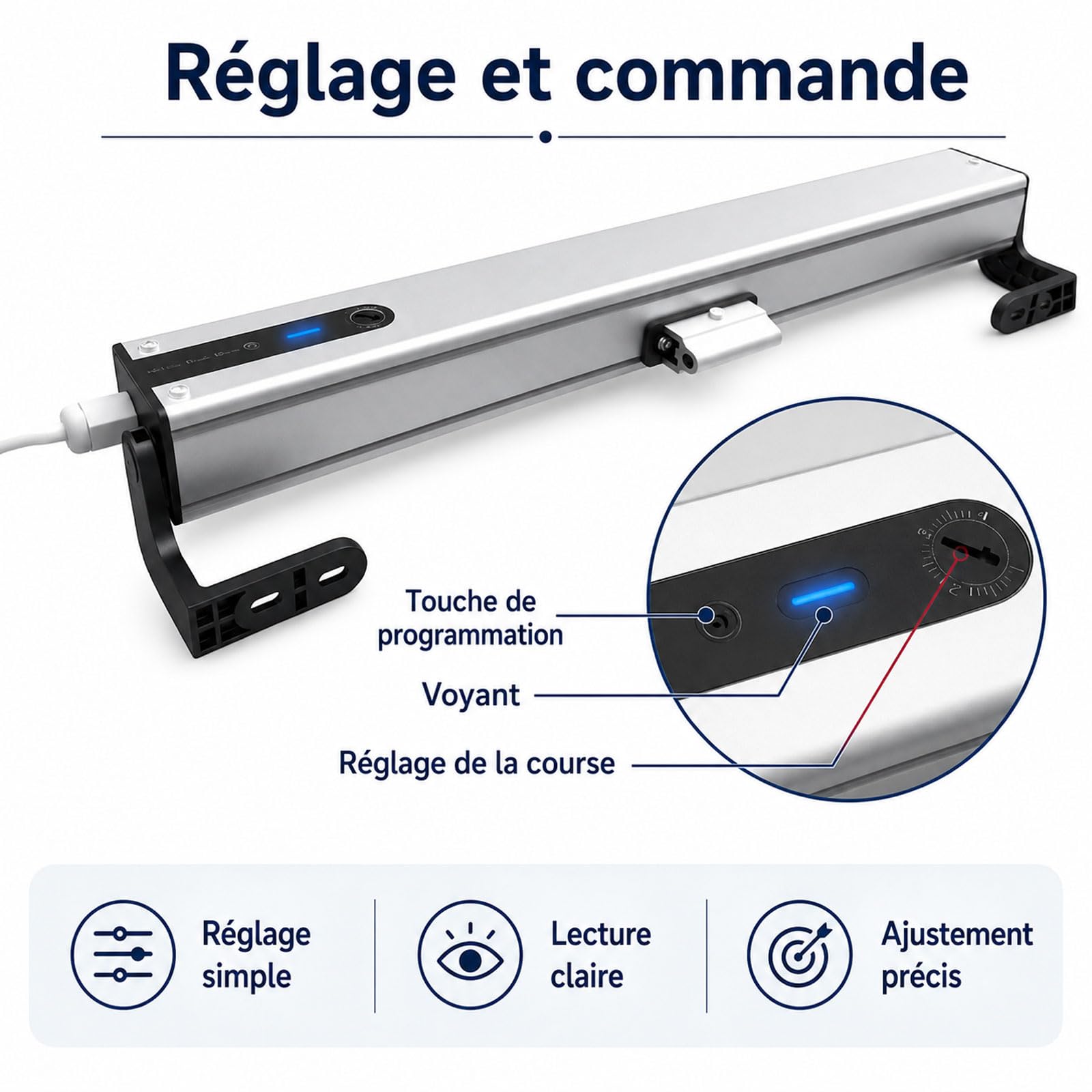 Ouvre-fenêtre Électrique, Poussoir De Fenêtre Intelligent 110-230 V, Course Réglable De 100 À 400 Mm, Avec Télécommande Et Interrupteur, Ouvre-fenêtre Silencieux À Chaîne Pour Fenêtre Suspendue, Lucar
