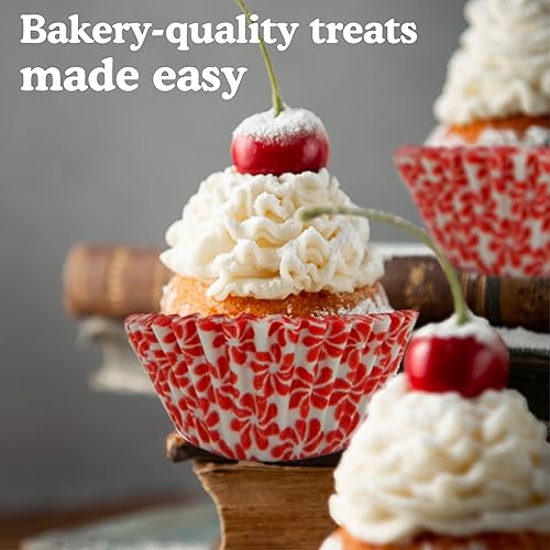 Vista 98 de Regency Wraps Vasos para hornear de grado profesional a prueba de grasa, paquete de 40 unidades, revestimientos estándar, lunares azul cobalto