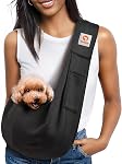 Tomkas Petit porte-chiens - Réglage. & Poche zippée - Convient aux chiots (Noir, M - Poche classique & Bracelet classique)