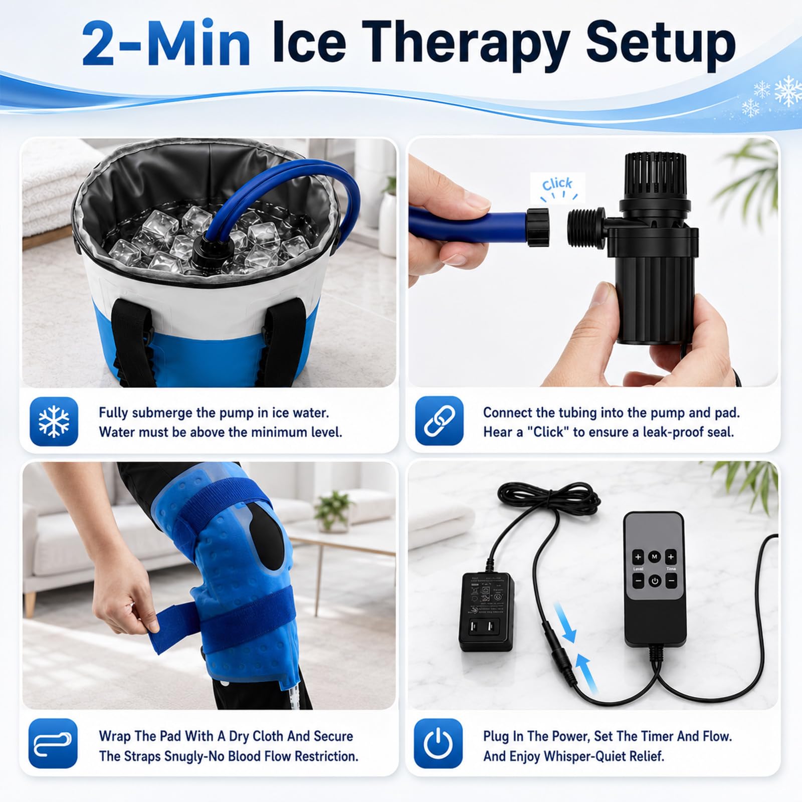 Máquina de terapia de frío para rodillas con barra telescópica y ruedas, dispositivo de terapia de frío 19L/20QT con temporizador, máquina de hielo portátil con 5 niveles de flujo para alivio del