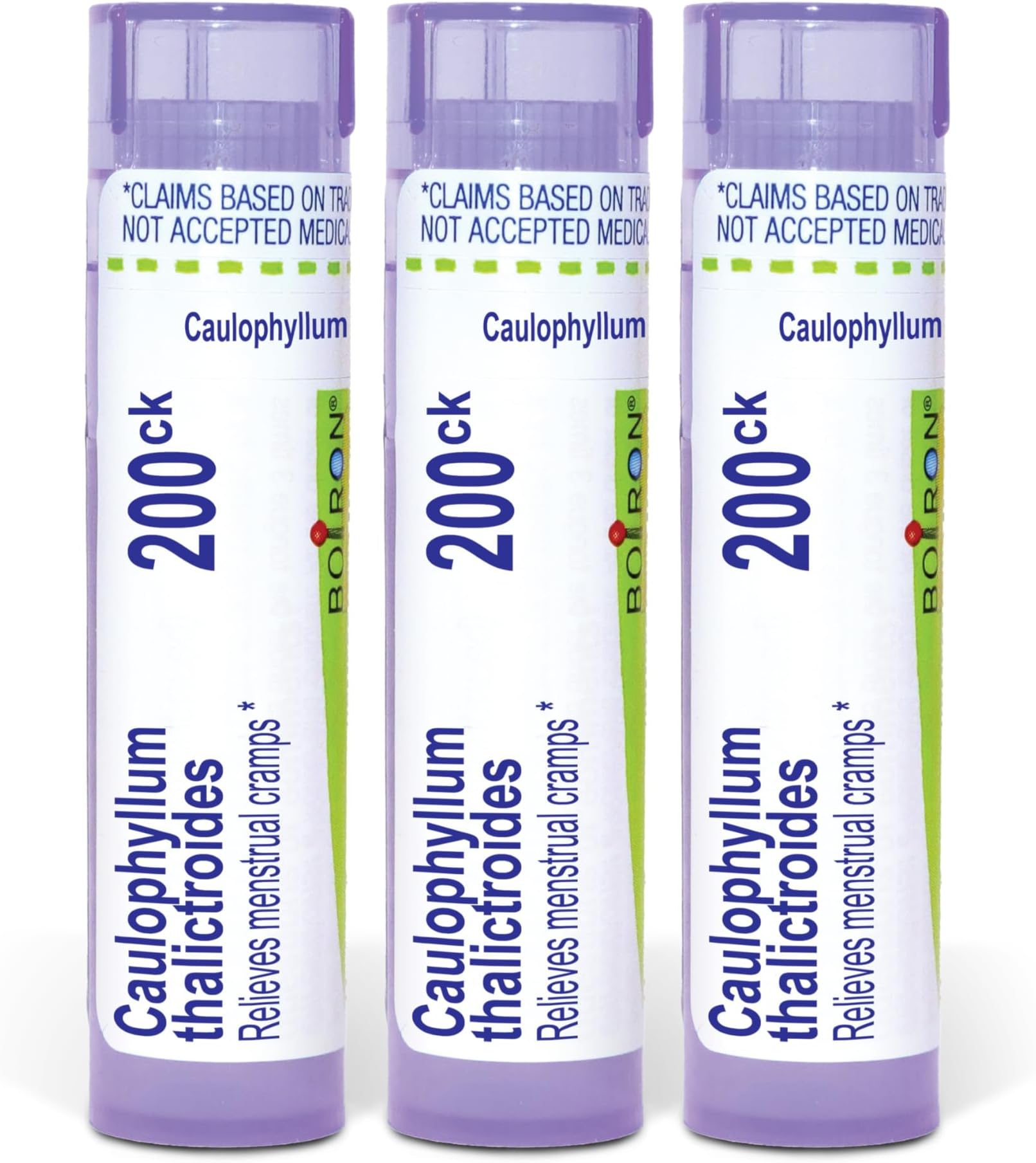 Boiron Caulophyllum Thalictroides 200ck Homeopathic Medicine for Menstrual Cramps - Pack of 3 (240 Pellets)