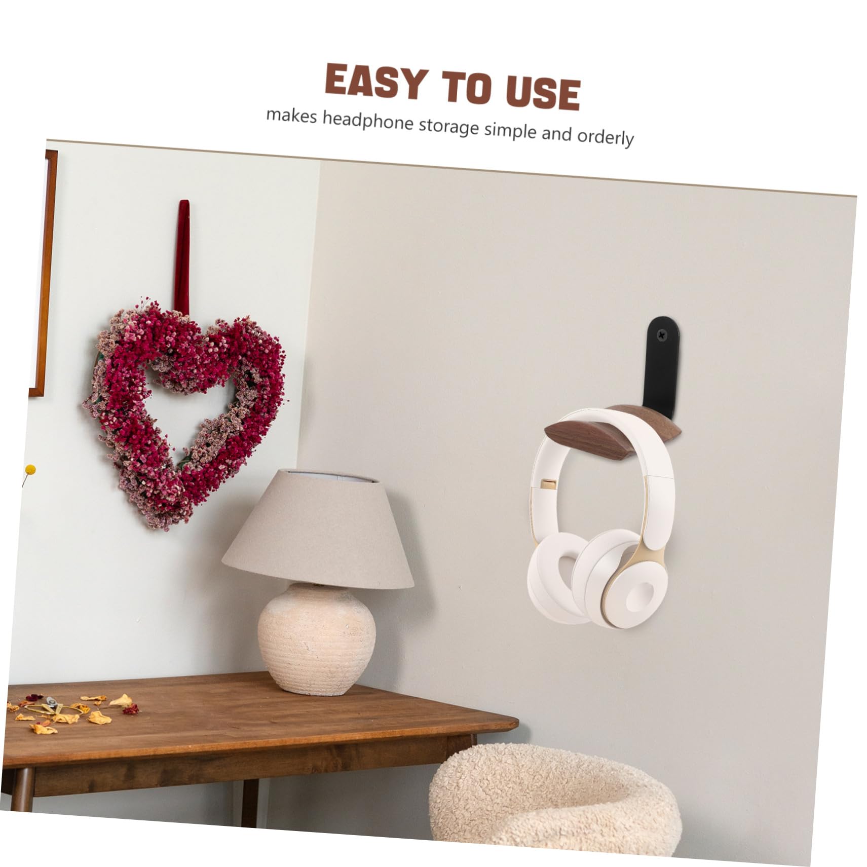 HOMSFOU Soporte Auriculares Pared Madera Nogal Gancho Colgante para Gaming Oficina y Instalación Acabado Elegante
