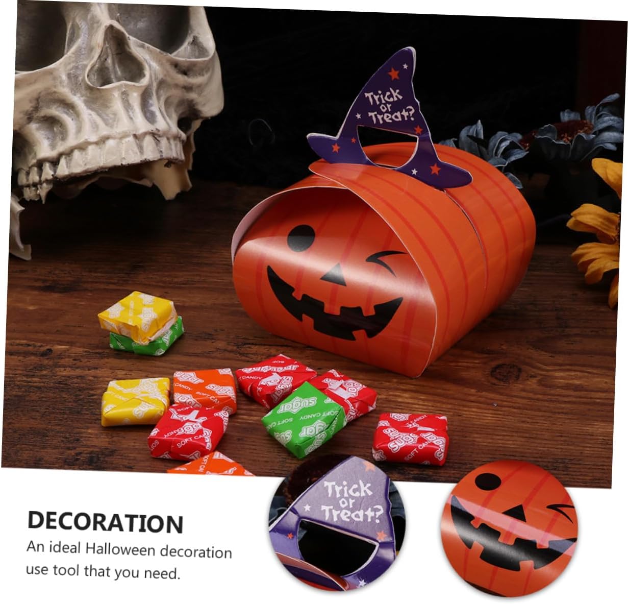 Holibanna 12pcs Orange Pumpkin Halloween Paper Candy Bags Boxes Handheld Treat Pouches Party Favor Containers for Halloween Party Supplies image 3