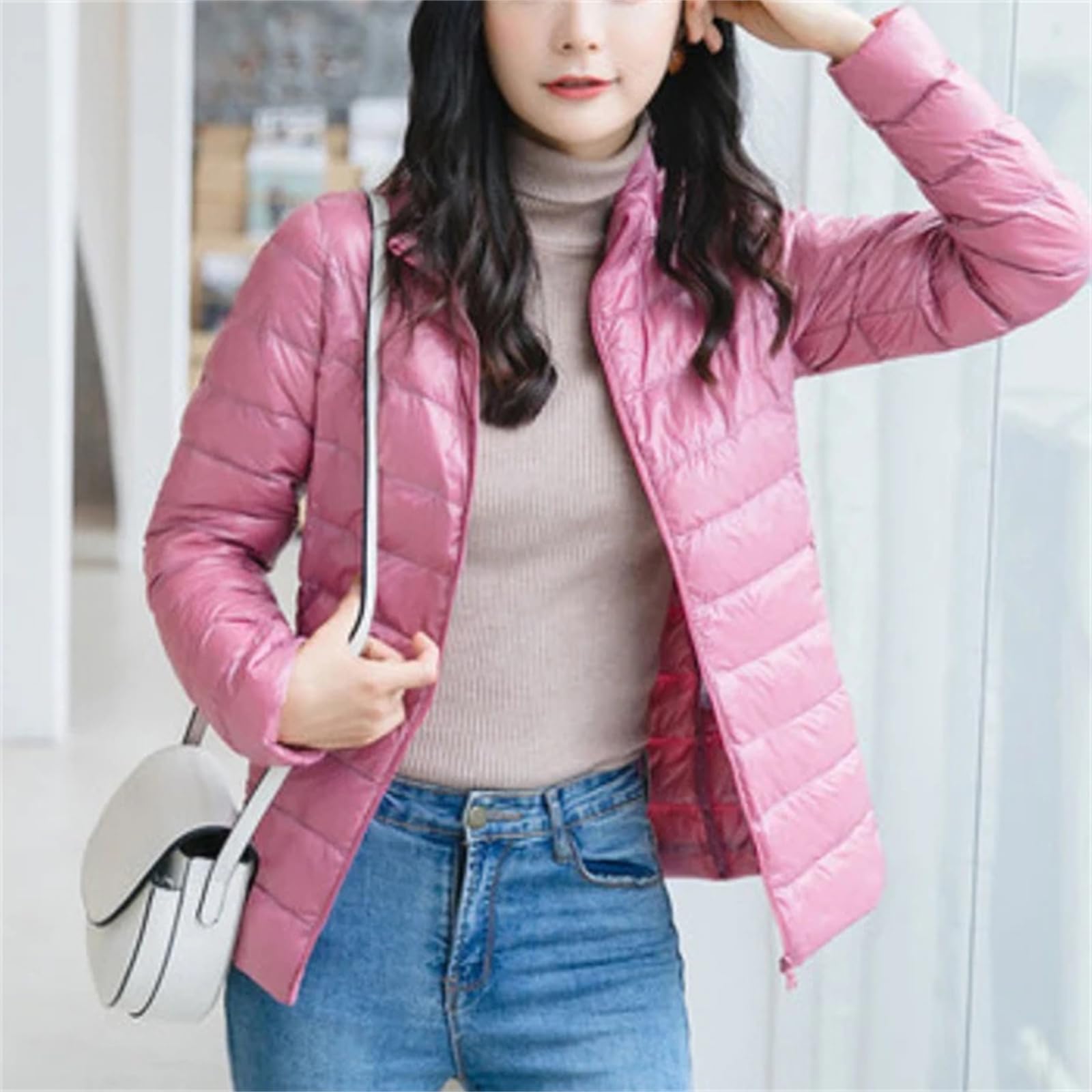 Chaqueta De Plumón De Pato Ligera Para Mujer - Abrigo De Plumas Con Capucha De Invierno Cálido, Tela Acolchada Para Mujer Para Niñas