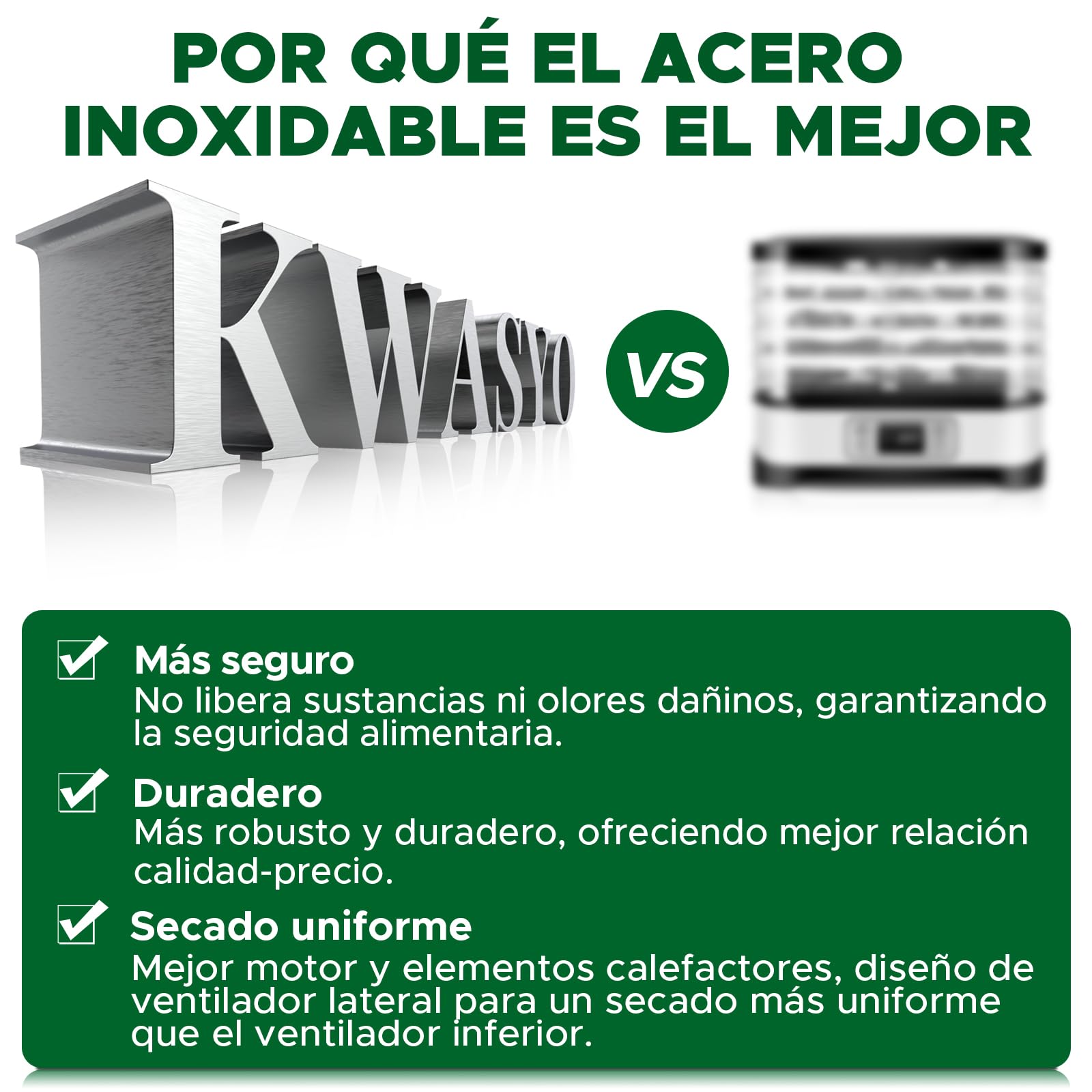 Kwasyo Deshidratador Alimentos 15 Bandejas Inox, 1200W Doble Ventilador, para Carne, Fruta, Snacks Perros, Hierbas, Temp. Ajustable 90°C, Temporizador 24H, Ventanas Múltiples, Secado Potente