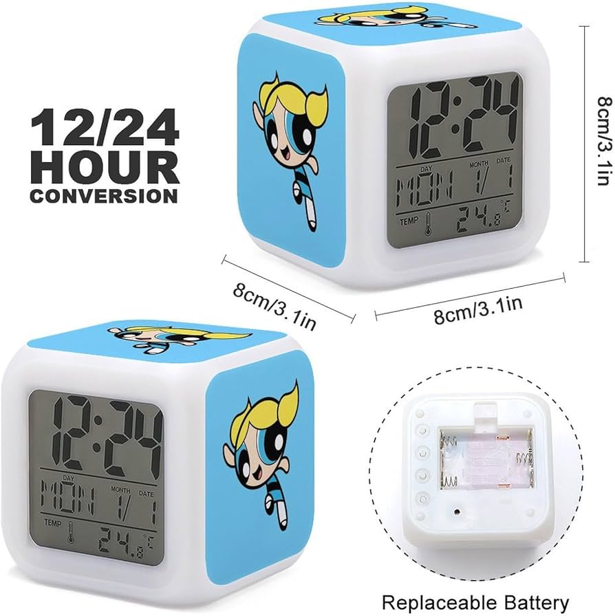 パワーパフガールズ　ファーアラームロック　ファー付き目覚まし時計 パワーパフガールズ ファーアラームロック ファー付き目覚まし時計