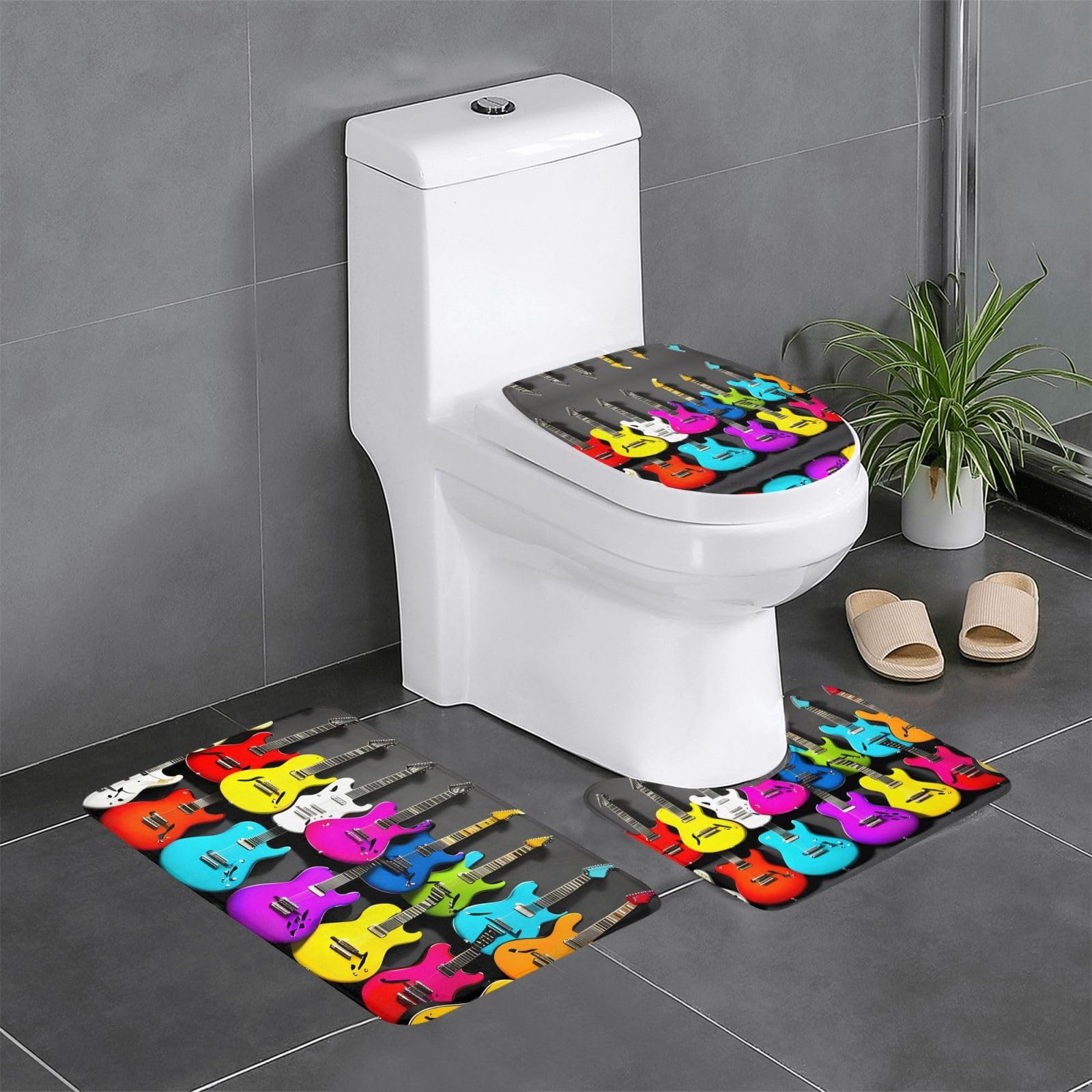 Tapis de salle de bain guitare chic et antidérapant pour meuble-lavabo
