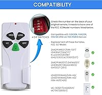 Vista 9 de Nexete Universal Ceiling Fan Remote Control Kit,Wall Remote Switch & Hand Hole Remote with a Receiver,Dip Switch with Adjustable 3 Speed, Light