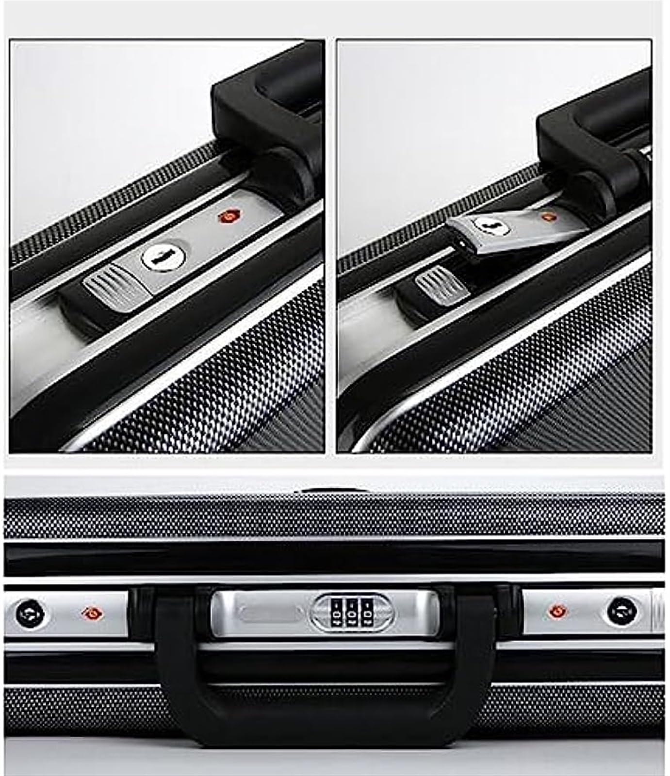 Tragbare Aktentasche mit Aluminiumrahmen, Chiffrierkoffer for Geschäftsbüros, Werkzeug- und Instrumentenkoffer, Computerkoffer for Bordreisen, medizinischer Koffer, Bargeldtragekoffer (Farbe: Schwarz)