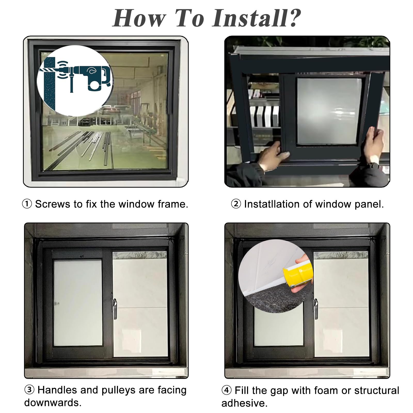 Ventana Corrediza Horizontal De Aluminio Negro para Garaje, Ventana De Ventilación Empotrada para Sótano, Granero, Baño, Cocina Y Loft, Ventana De Repuesto para Casa Móvil, con Vidrio Templado