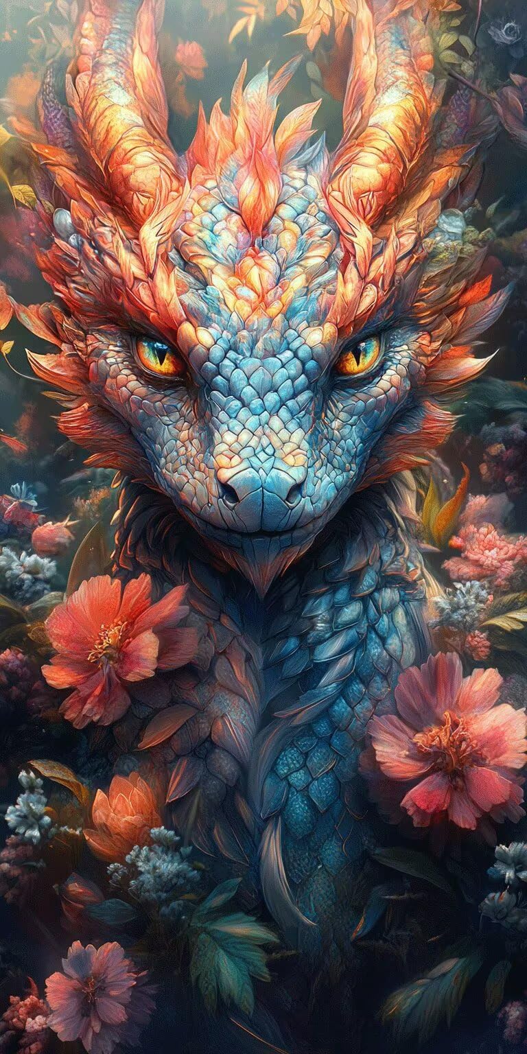 Smok malowanie po numerach 90 x 180 cm malarstwo akrylowe roślina, k-230